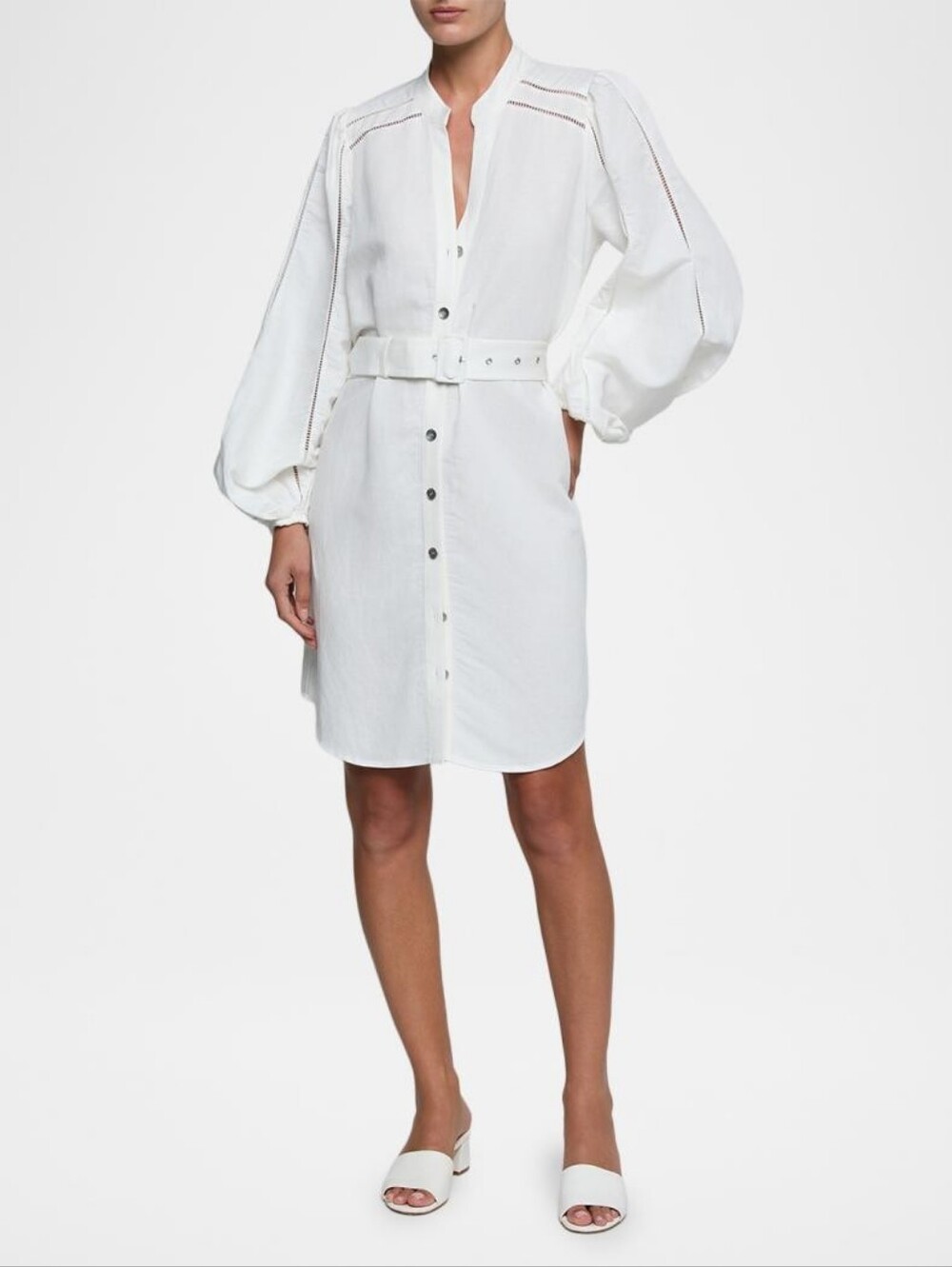 L'AGENCE Kiersten Belted Lace-Inset Midi Dress